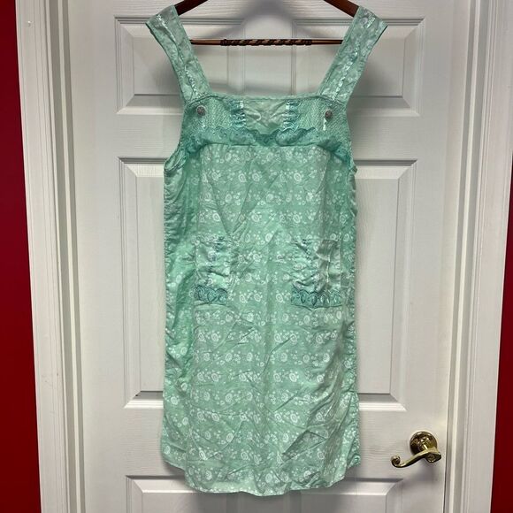 Vintage Style Green Floral & Eyelet Sundress sz L - Picture 1 of 6